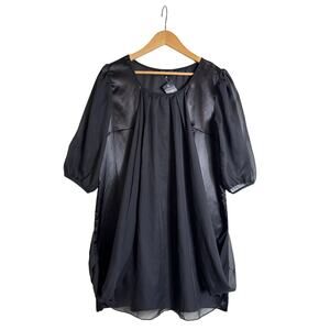 ABODY Women’s Satin Babydoll Shift Dress Tunic - Black, Plus Size L